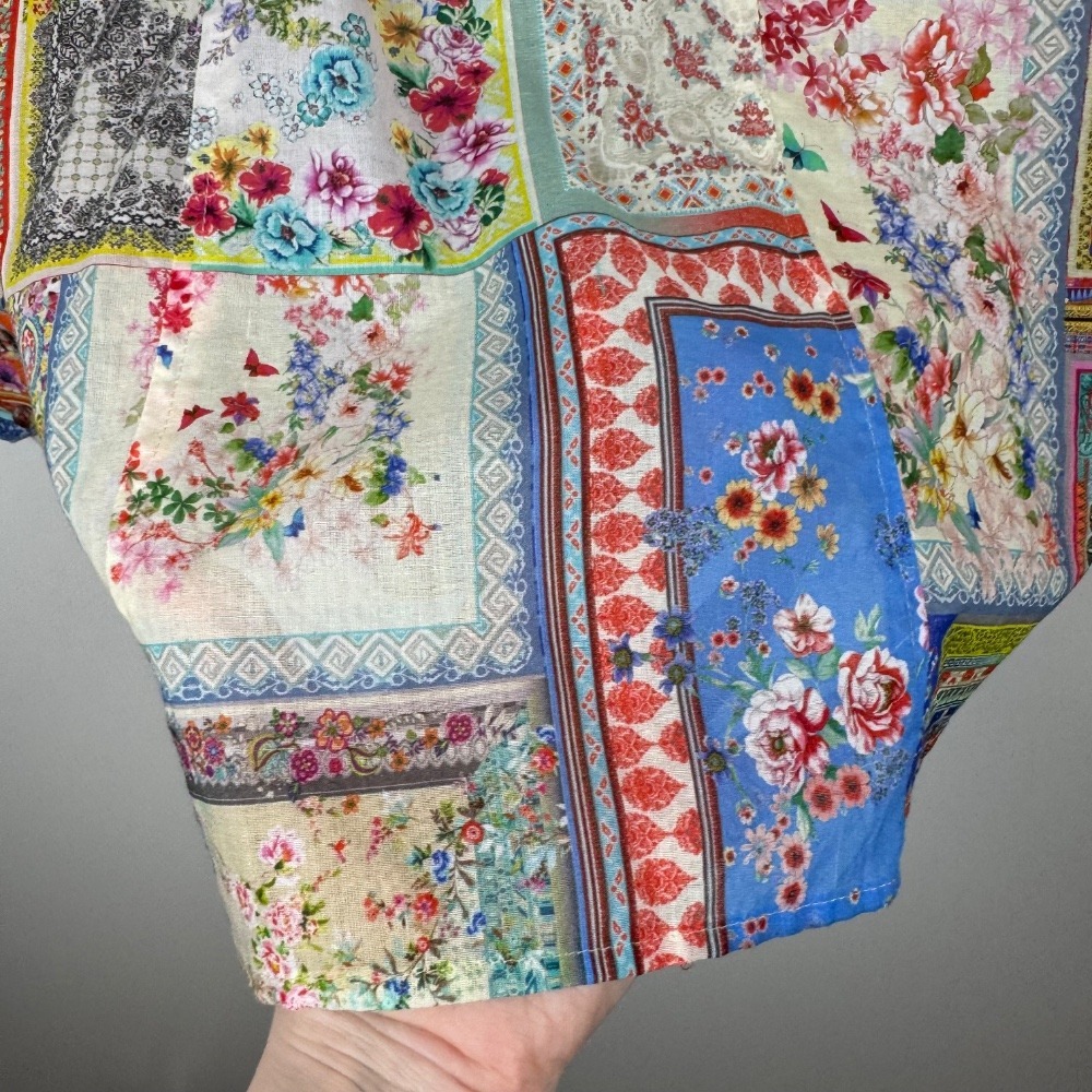 Johnny Was Colorful Patchwork Button Down Shirt - image 3